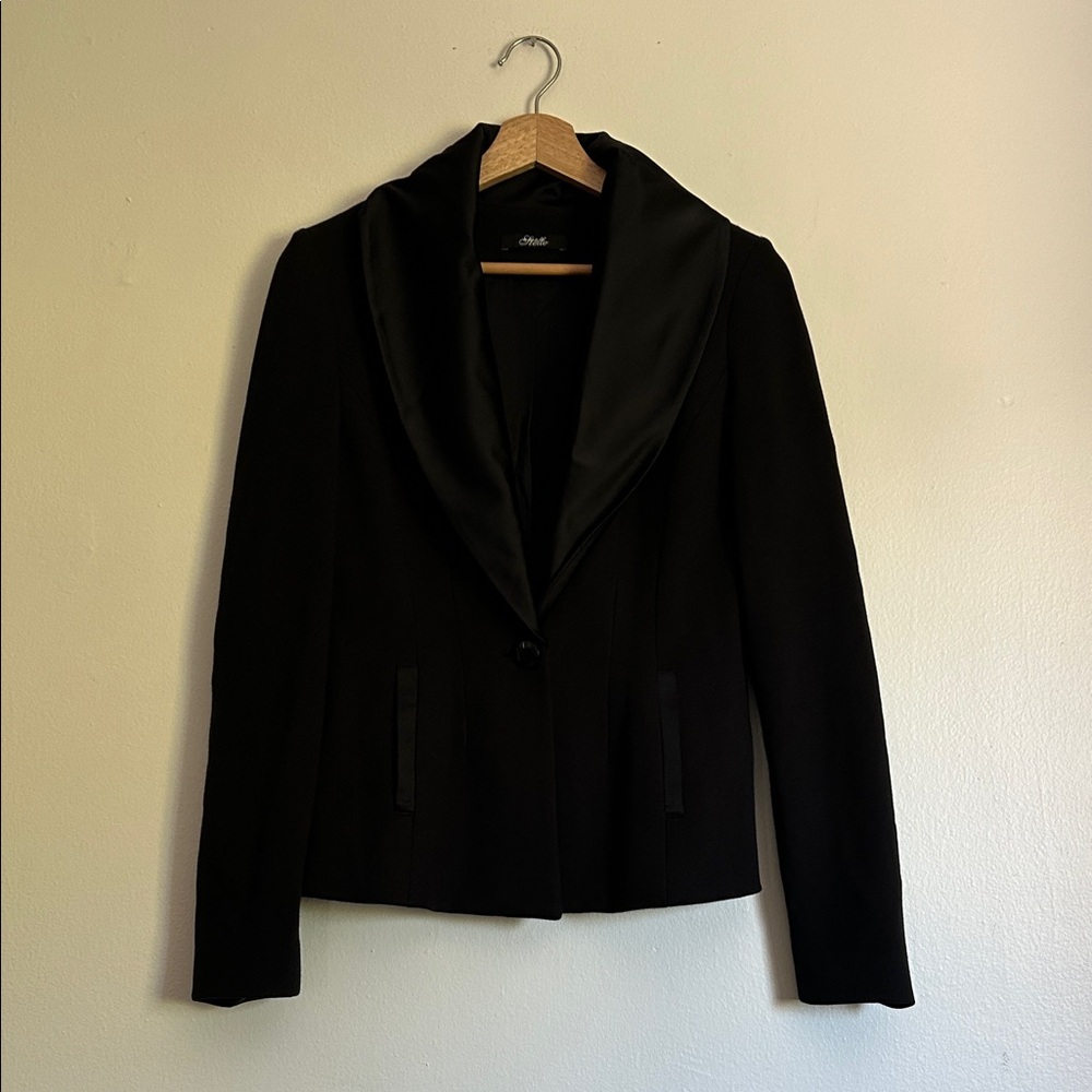 Stelle Black Jersey Blazer with Satin Lapel Small
